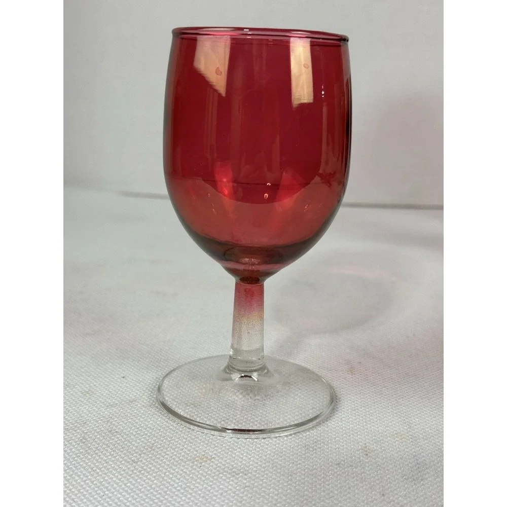 Vintage cranberry stain tulip‎ wine glasses 6 oz set of 5